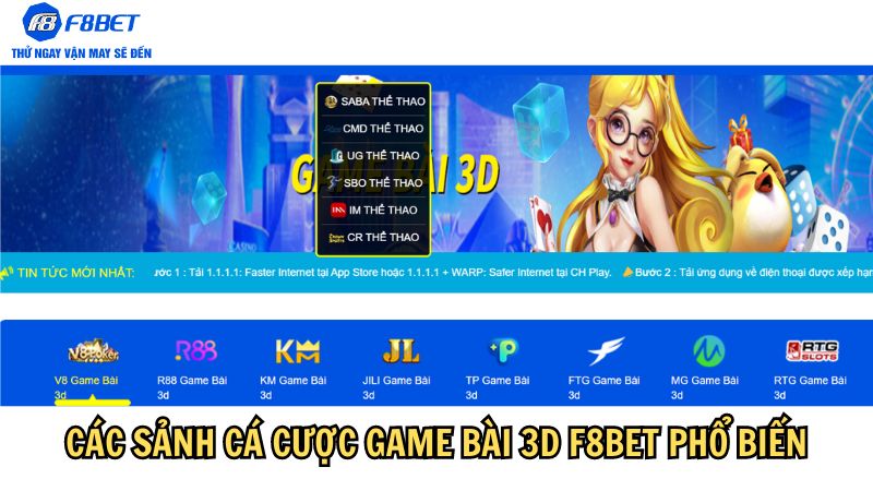 Các sảnh cược game bài 3D F8bet được yêu thích hiện nay